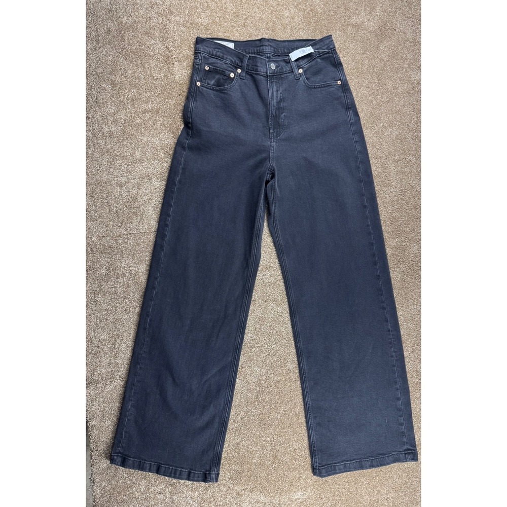 Gap High Rise Stride Jeans Womens 31 12T Washed Black Wide Leg Tall NWT - $80 - Picture 2 of 12